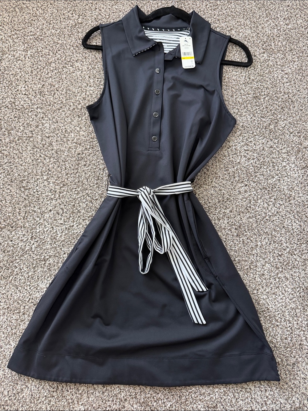 NWT Tommy Bahama Island ZONE Aubrey Sleeveless Dress Black medium polo pockets